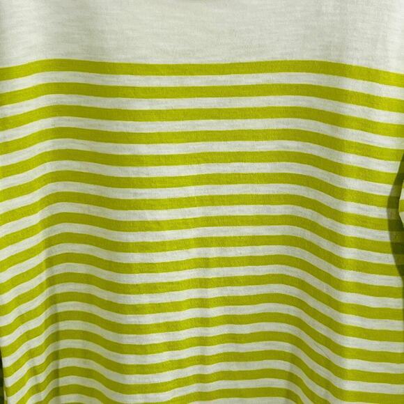 Joie City Casual Chartreuse White Striped Cotton Pullover Top Large - Picture 6 of 10